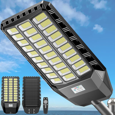 Solar Street Light, Commercial Grade Solar Lights Outdoor IP67 Waterproof, 8700W LED Flood Lights Outdoor Motion Sensor & Dusk to Dawn Outdoor Lighting for Parking Lots, Pathways, Streets & Yard