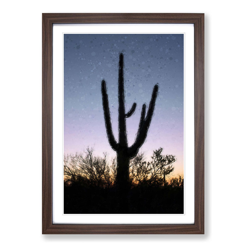 Saguaro Cactus in Tucson Arizona - Picture Frame Photograph Print, 50cm H x 35cm W x 2cm D, Walnut