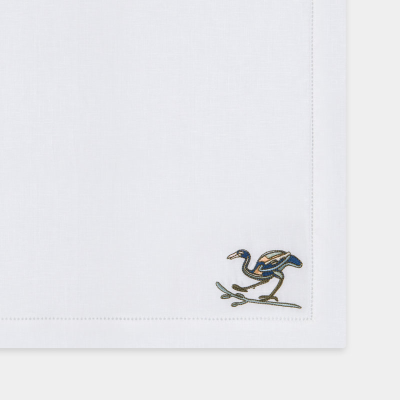 Bird Motif Embroidered Linen Placemats