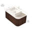 Meuble-lavabo de salle de bain 36 po Dina, armoire de rangement en contreplaqué rayé à bords arrondis avec tiroir, cuve rectangulaire en céramique blanche et plateau en pierre frittée blanche de Carrare, pré-assemblé, grain de bois noyer foncé-222665356-222665360-222665361
