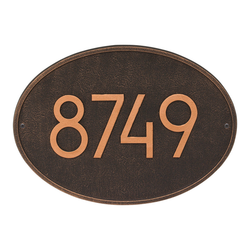 Plaque d'adresse murale 1 ligne personnalisée Hawthorne, Bronze huilé, Oui