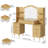 Big Vanity, 55” Fluted Makeup Vanity Desk With Mirror, Vanity Table W/ Glass Top, Power Outlet And 11 Lights, Large Vanities W/ 8 Drawers & 4 Shelves, Women’s Dressing Vanities For Bedroom (oak)