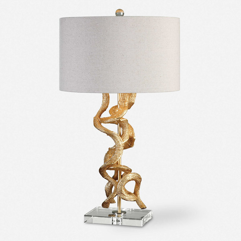 Twisted Vines Gold Leaf and Crystal Table Lamp