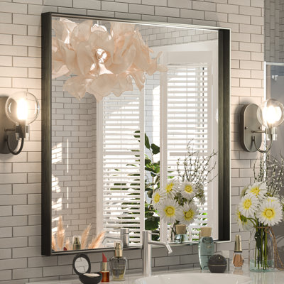 Miroir carré de salle de bain avec cadre en aluminium et verre trempé