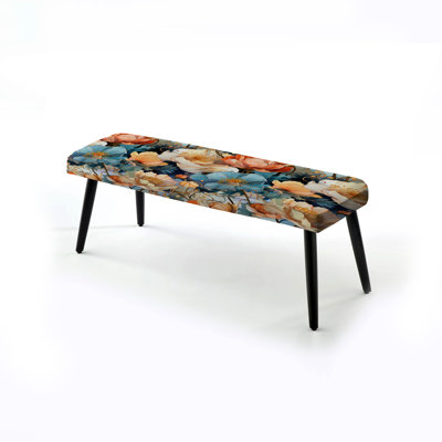 Motif de pivoines botaniques Art Nouveau - Banc rembourré floral noir