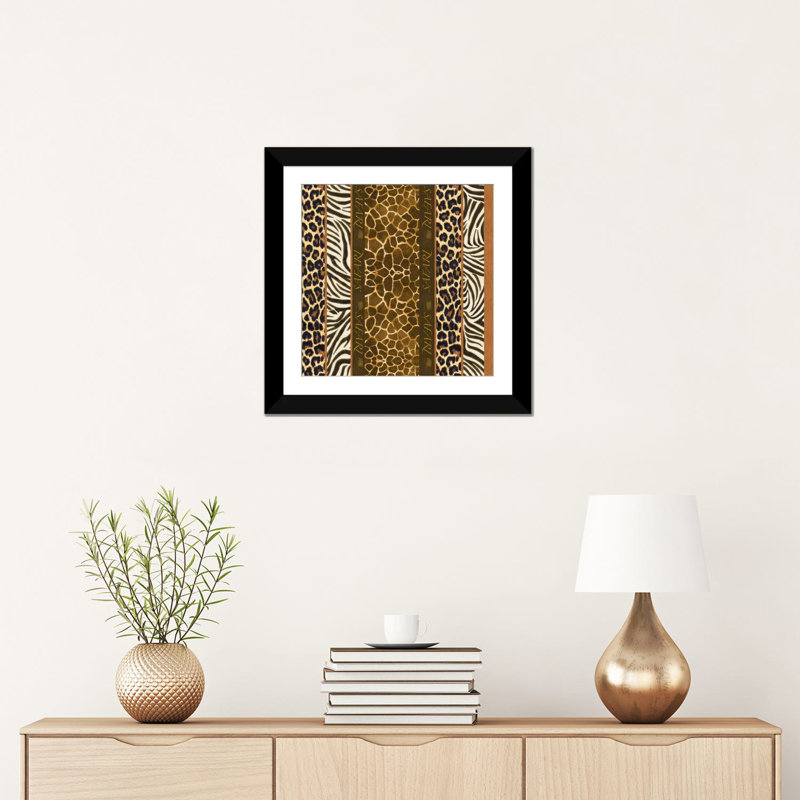 "Safari" par Maria Trad, impression sur toile, H 16 po x l 16 po x P 1 po, Papier d'art encadré noir, Blanc