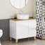 Meuble-lavabo monté avec lavabo, système de fermeture en douceur, lavabo en céramique, bois massif, facile à installer, conception unique sans poignée