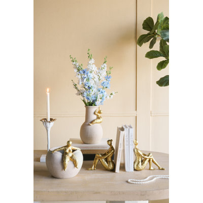 6.9x6.9x11.4" Accent Vase with Abstract Gold Figurine