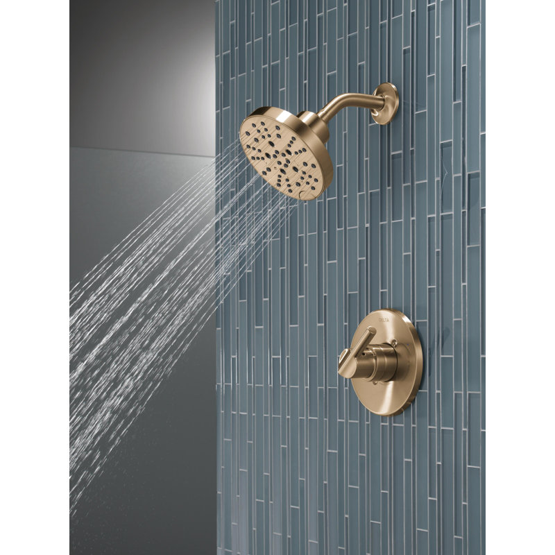 Ensemble de robinet de douche Nicoli 14 Series H2Okinetic, ensemble de pomme de douche et poignées en or brossé, ensemble de garniture de valve, bronze champagne (valve de douche incluse)
