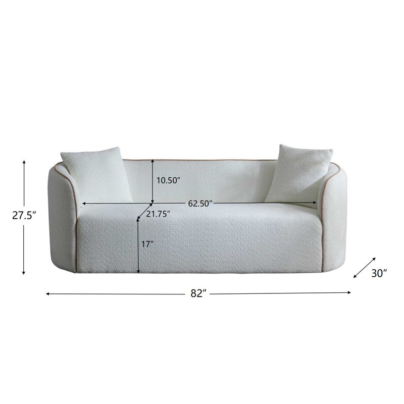 Renner 82" Curved Boucle 3-Seater Sofa, White