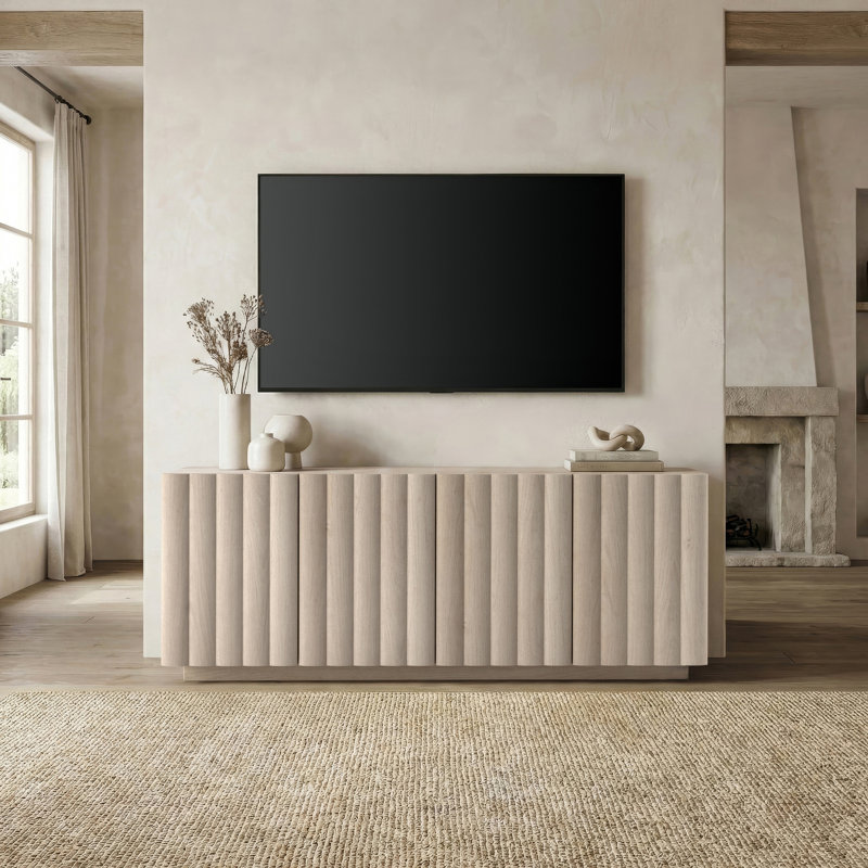 Meuble télé rectangulaire Olie pour téléviseur de 75 po ou moins Olie, Aulne blanc