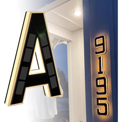Plaque d'adresse de porte à énergie solaire à DEL à panneau solaire
