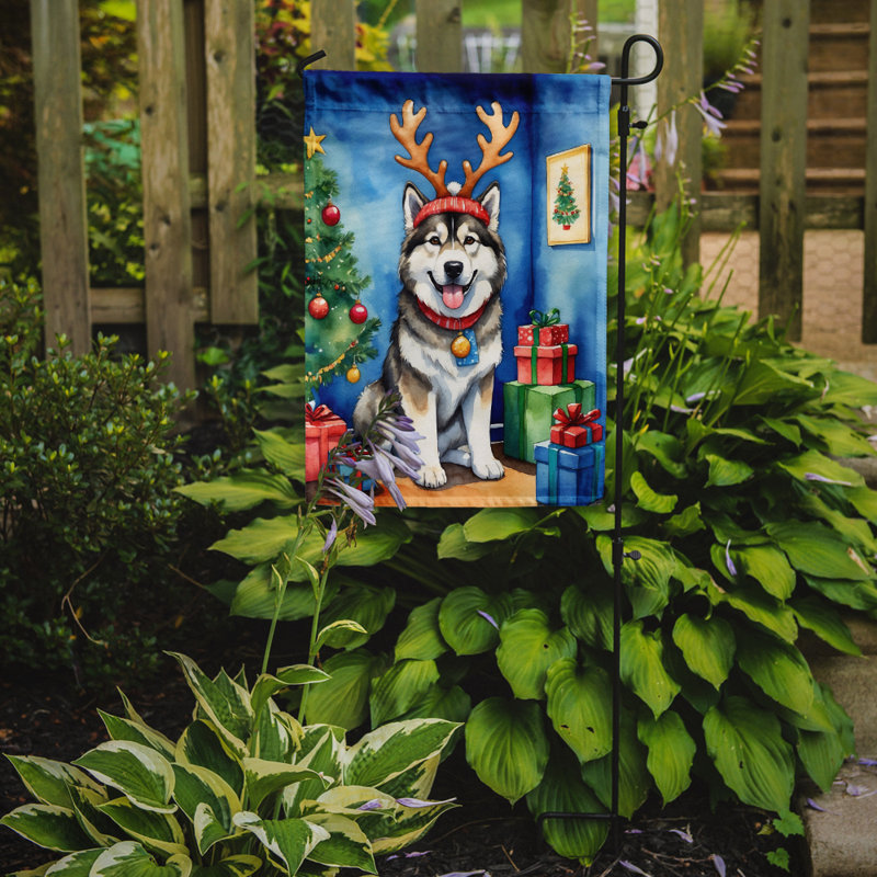 Drapeau de Noël renne de jardin, Malamute d’Alaska