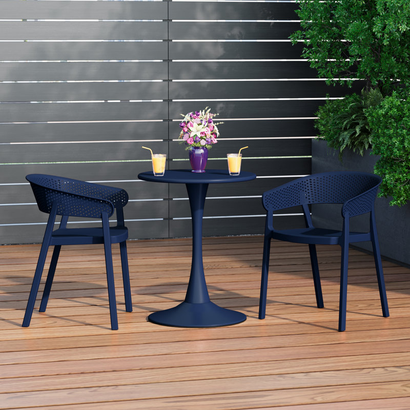 Ensemble repas extérieur 2 personnes, Marine, H 28,5 po x l 23,5 po x P 23,5 po, 2