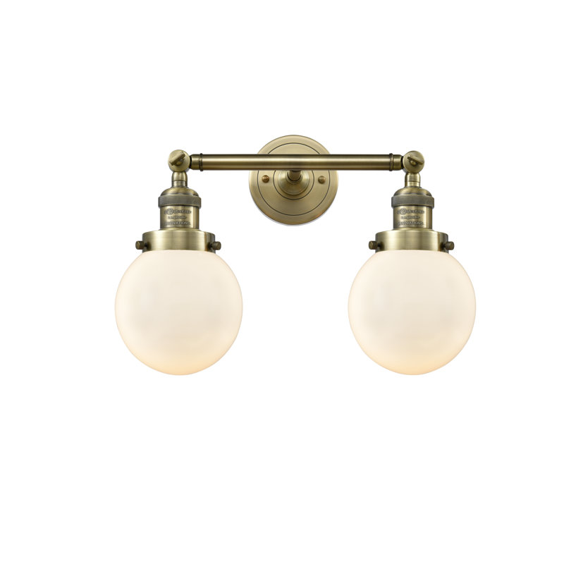 Éclairage de salle de bain à intensité variable 2 lumières Clementina, Ampoule DEL rétro de 3,5 watts, Boîtier blanc mat