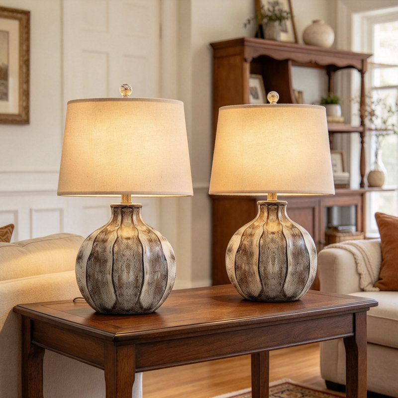 23" Farmhouse Rustic Resin Table Lamp