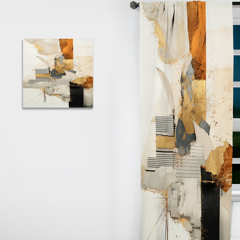 Rideau moderne or et gris Kitley, L 52 po x L 63 po