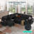  Sherry 106" Upholstered Modular Corner Sectionals with Pull-out Sofa, Storage, USB Charging & Cup Holders-1868273254