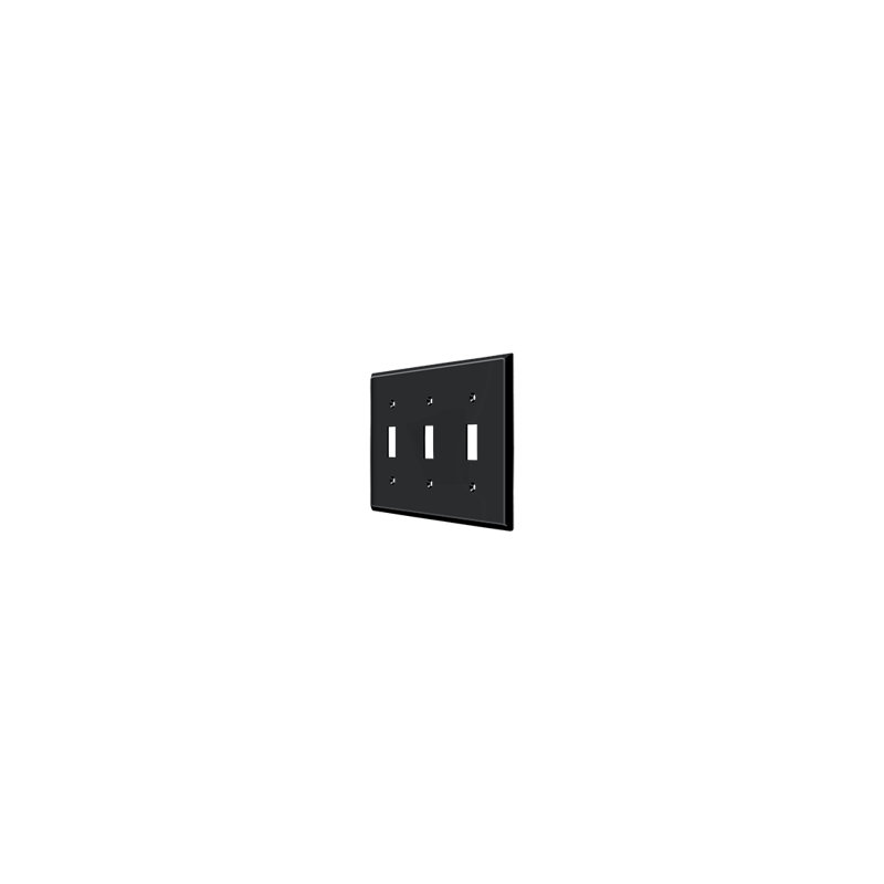 Deltana SWP4763CR003 Switch Plate, Triple Standard in PVD Polished Brass, Black