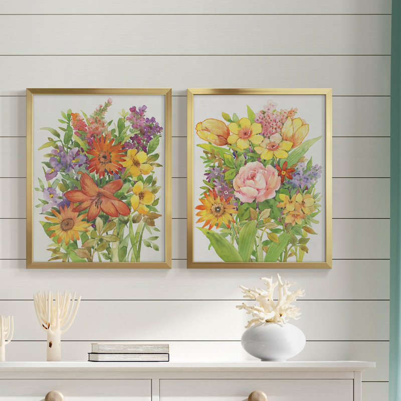 Floral Mix I - toile avec cadre de qualité supérieure - prête à être accrochée