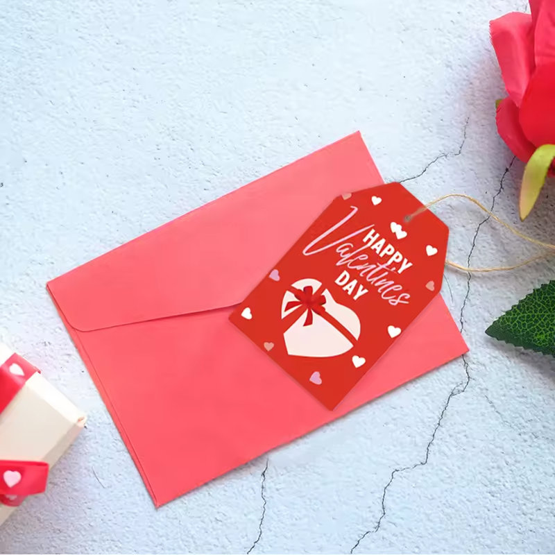 120 étiquettes en papier pour le cadeau de la Saint-Valentin, chaîne de cartes de vœux, boîte de bonbons, étiquette suspendue, cadeau de la Saint-Valentin