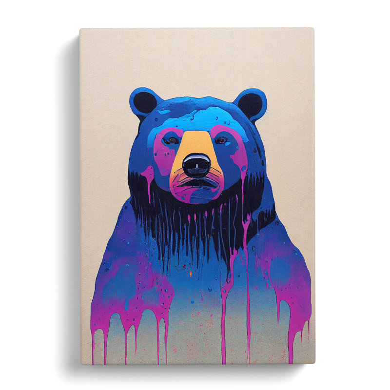 Dripping Paint Bear No.2 - Wrapped Canvas Print, 50cm H x 35cm W