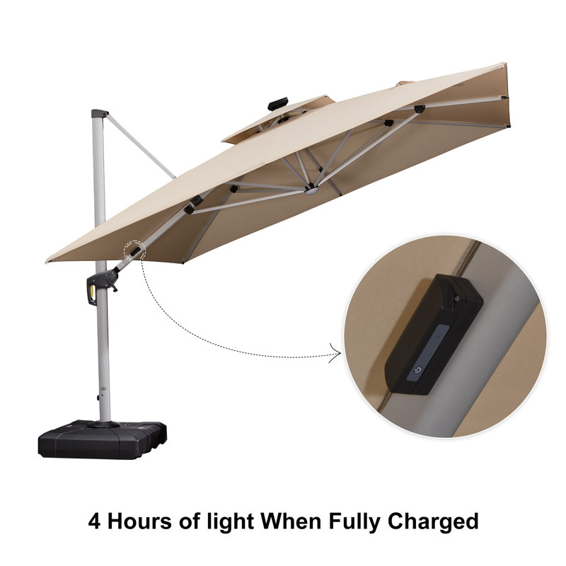 4m Square Cantilever Parasol, Beige