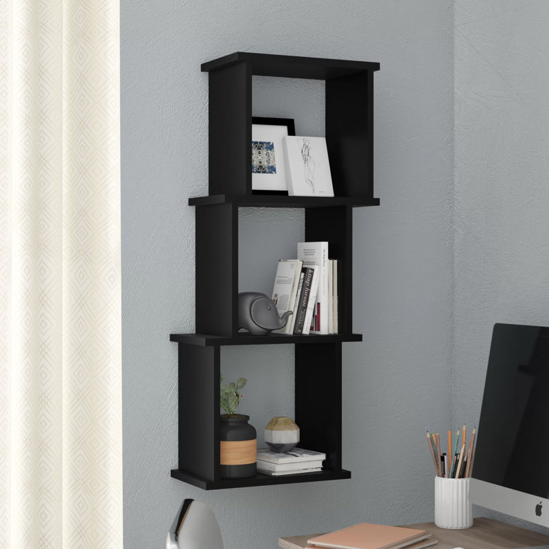 Aydogan 3 Cube Horizontal or Vertical Cubby Shelf, Black Oak