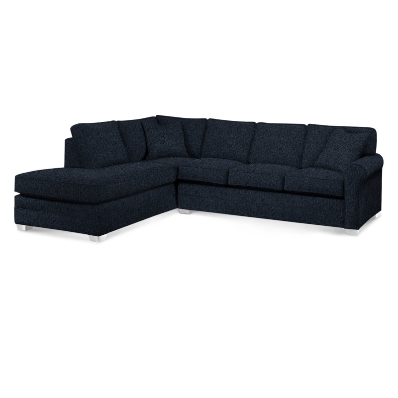 Bedford Upholstered Sectional, Frost White Finish, Left Hand Facing, Navy Crypton Performance; 0822-61