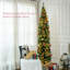 Sapin de Noël artificiel mince de 8 pi avec 300 lumières DEL chaudes et 618 pointes pour une installation facile et un look réaliste