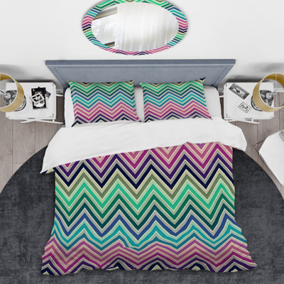 Colorful Horizontal Chevron Chevron / Zig Zag Duvet Cover