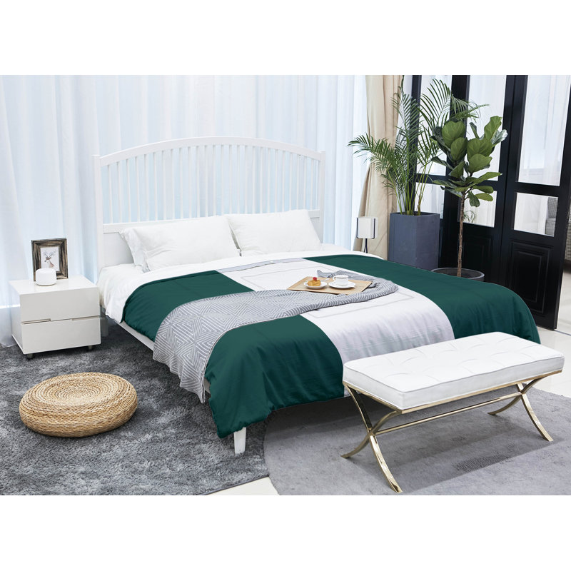 Cotton Blend and Polyester Striped Comforter, Queen Comforter, Kelly Green/White/Kelly Green