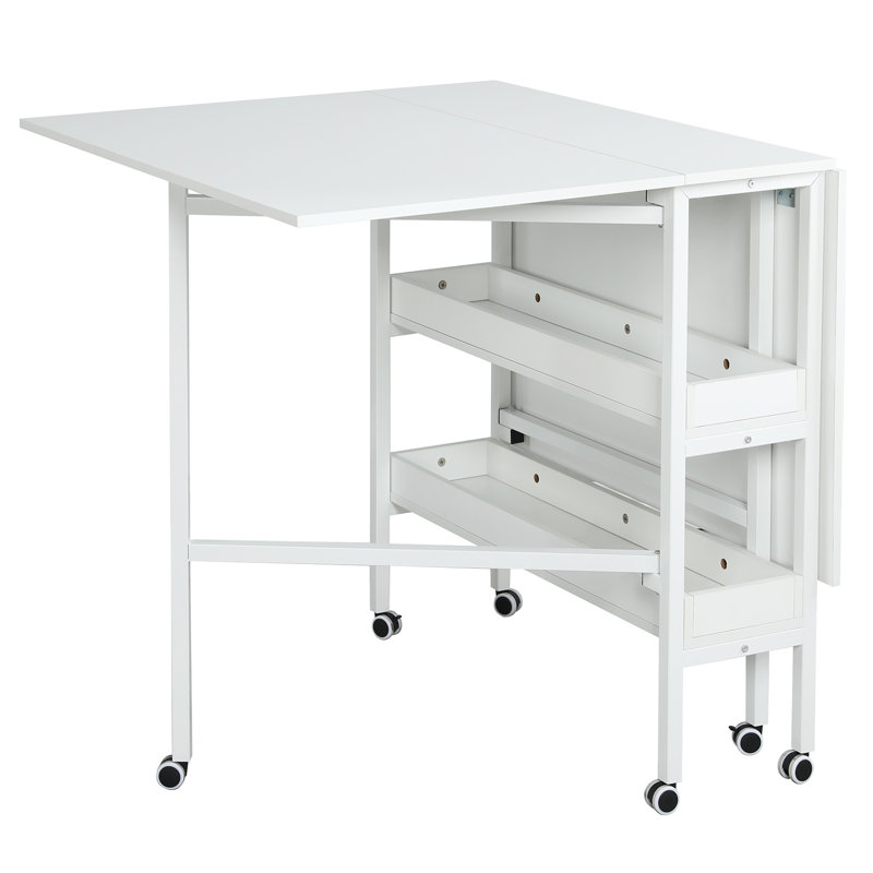 Foldable Craft Table with Wheels, Fixed Height 35.5" H