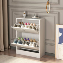 FUFU&GAGA 47.2-in H 6 Tier 24 Pair Gray Composite Shoe Cabinet in