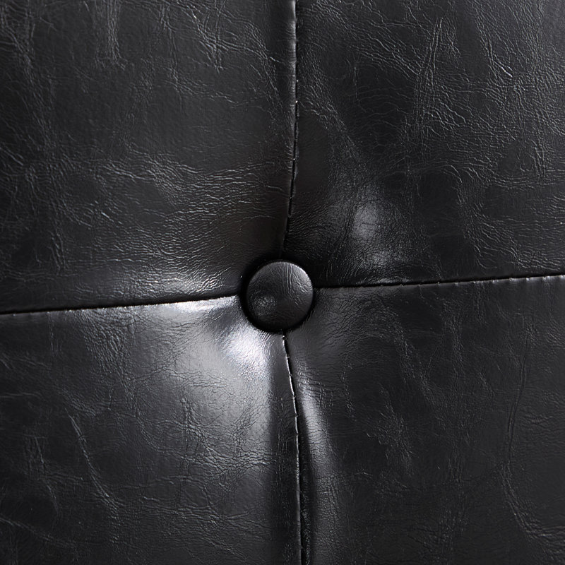 Chaise d'appoint rembourrée capitonnée classique avec pieds en bois massif Chesterle, Similicuir noir