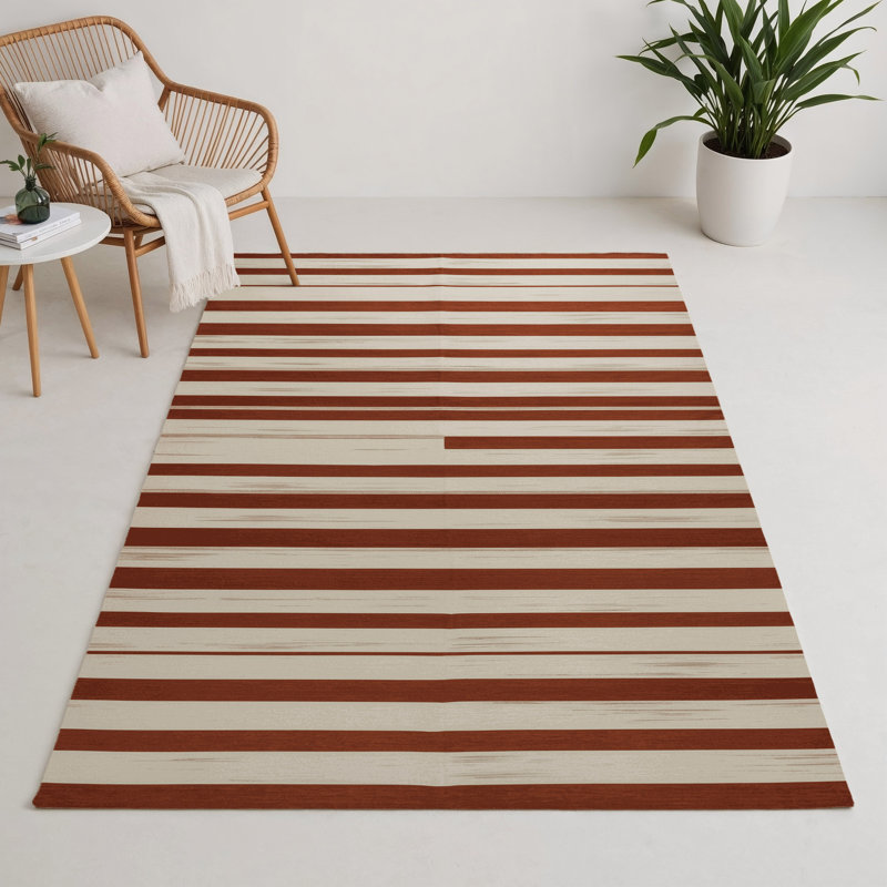 Tapis intérieur / extérieur beige HorizontalStripes, Rectangle 9 pi x 12 pi