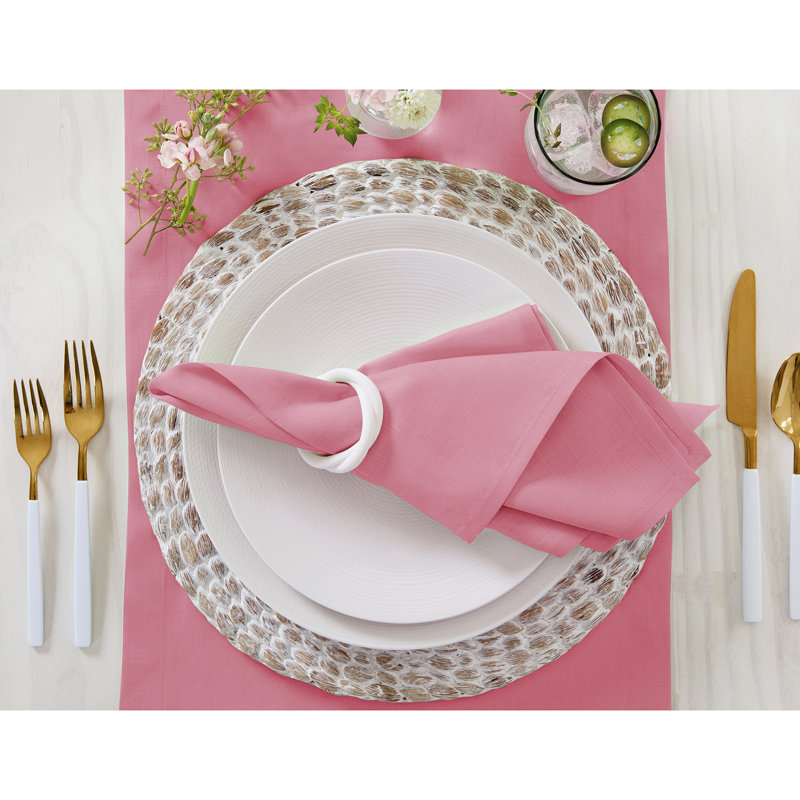 100% Pure Linen Dinner Napkins - Fete, Pink Carnation