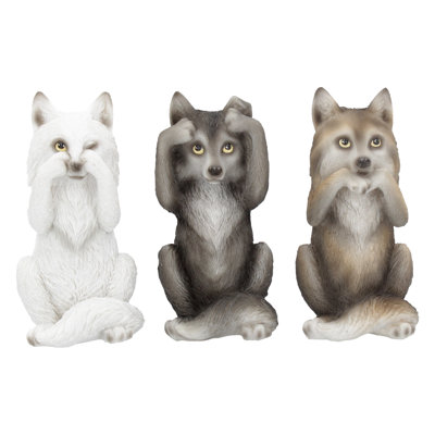  Three Wise Wolves Figurine 10cm