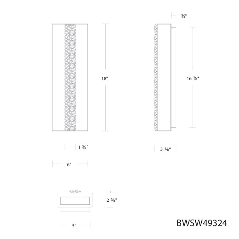 Cascade Stainless Steel LED Wall Light, 18" H x 6" W x 3.6" D