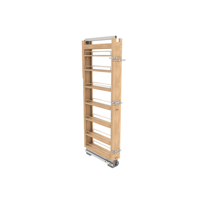 Organisateur de garde-manger escamotable en bois avec fermeture en douceur, H 59,88 po x l 5,0 po x P 22,39 po