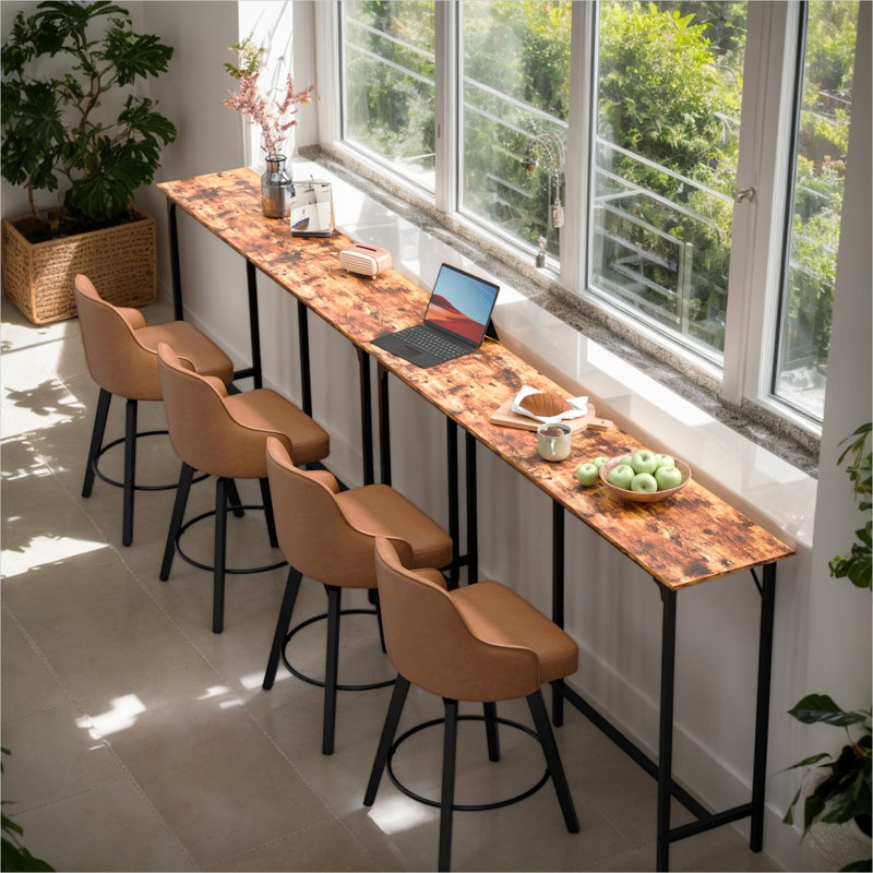 Table de salle à manger combinant un coin repas et un poids de 16,5 kg, avec un cadre en métal marron.