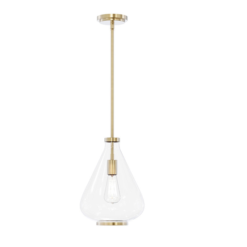 Kostner 1-Light 9.75” Wide Pendant, Clear Water Texture, Matte Black