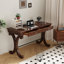 Bureau d'écriture traditionnel avec finition en bois de cerisier, bureau de direction élégant avec pieds à piédestal courbés et tiroir de rangement, bureau d'ordinateur classique pour la chambre à coucher, la salle d'étude et l'espace de vie