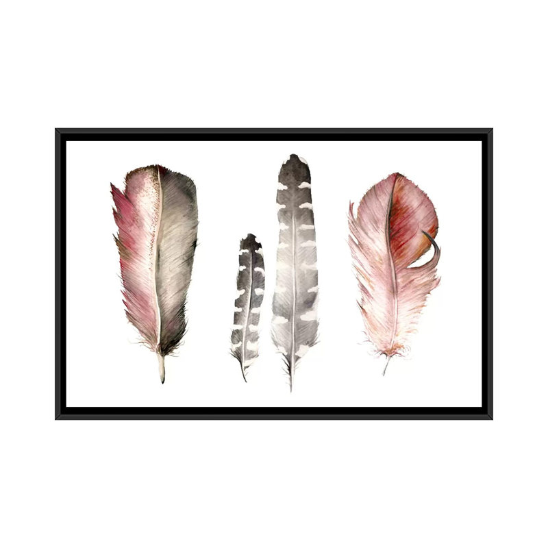« plumes i », impression sur toile, H 18 po x l 26 po x P 1,5 po, Toile encadrée noire