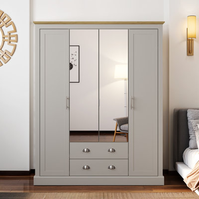 Sufy Benniton 4 Door 2 Drawer Wardrobe With Mirror
