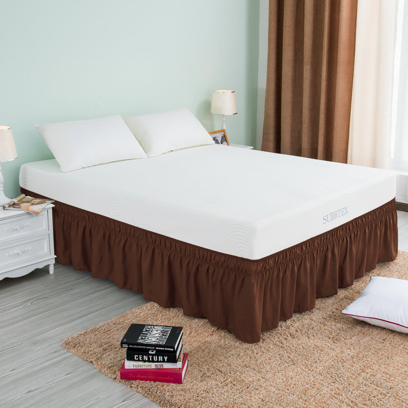 Pleated Wrap Around Bed Skirt, Queen, Chocolate