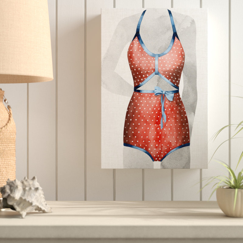 Vintage Bathing Suit II - Wrapped Canvas Painting, 30cm H x 20cm W x 4cm D