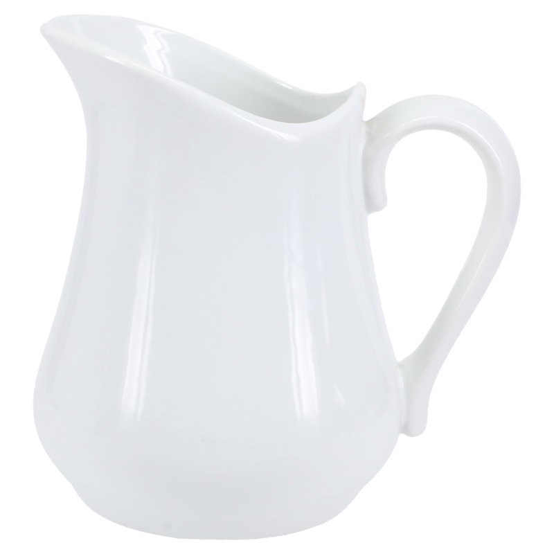 White Porcelain 1-Quart Pitcher with Curved Handle