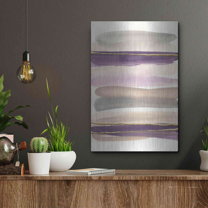 Red Barrel Studio® «Gilded Amethyst I» par Chris Paschke, art mural en métal, H 16 po x l 12 po