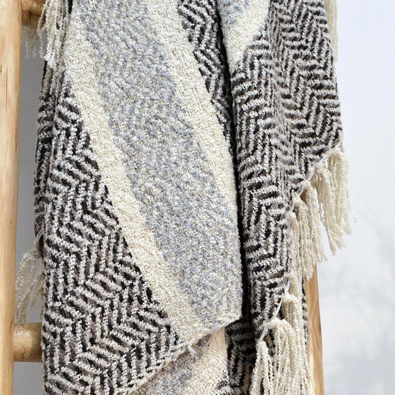 Nat Soft Herringbone Throw, W150 x L200cm, Grey